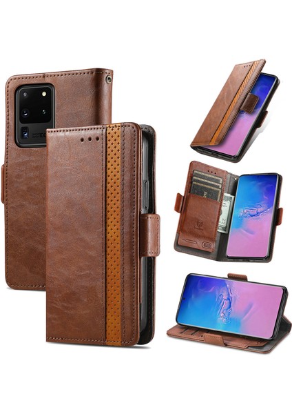 Samsung Galaxy S20 Ultra Cüzdan Kılıfı, Kart Tutuculu Pu Deri Flip Kılıf Rfıd Engelleme Kickstand Telefon Kapağı (Yurt Dışından)