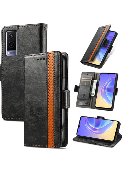 Vıvo V21E 5g Cüzdan Kılıfı, Kart Tutuculu Pu Deri Flip Kılıf Rfıd Engelleme Kickstand Telefon Kapağı (Yurt Dışından)
