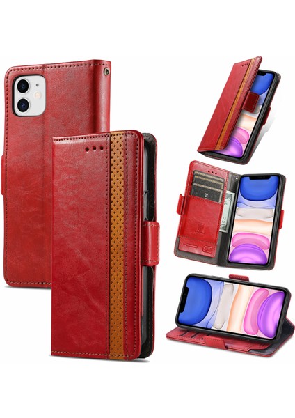 Apple iPhone 11 Cüzdan Kılıfı, Kart Tutuculu Pu Deri Flip Kılıf Rfıd Engelleme Kickstand Telefon Kapağı (Yurt Dışından)