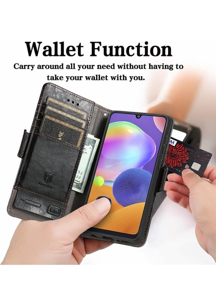 Samsung Galaxy A31 Cüzdan Kılıfı, Kart Tutuculu Pu Deri Flip Kılıf Rfıd Engelleme Kickstand Telefon Kapağı (Yurt Dışından) modelleri