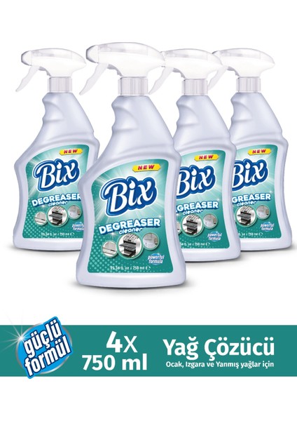 Yağ Çözücü Fırın Ocak Izgara ve Yanmış Yağlar İçin 4 x 750 ml