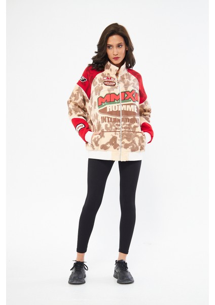 Unisex Boxy Limited Edition Batik Yıkamalı Motosport Fermurarlı Bomber Ceket modelleri