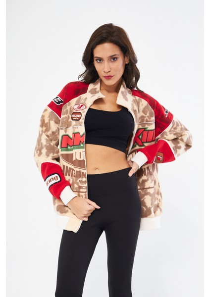 Unisex Boxy Limited Edition Batik Yıkamalı Motosport Fermurarlı Bomber Ceket fırsatları