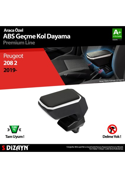 Peugeot 208 2 Kol Dayama Kolçak Geçmeli Abs Gri 2019 Üzeri A+Kalite