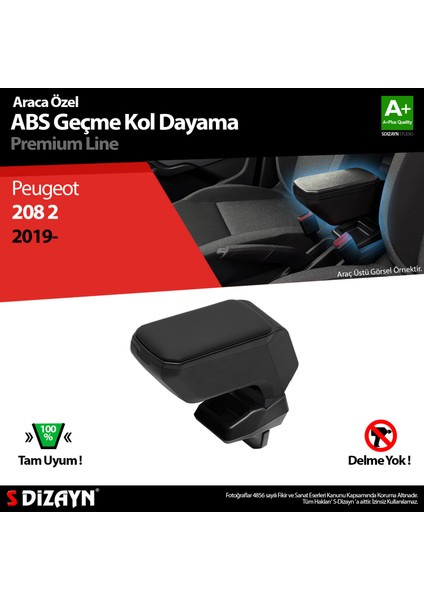 Peugeot 208 2 Kol Dayama Kolçak Geçmeli Abs Siyah 2019 Üzeri A+Kalite