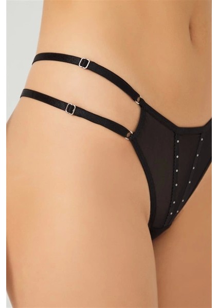 Tül Taş Detaylı Kadın Tanga KÜLOT-6018-SİYAH modelleri