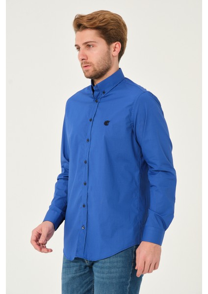 Regularfit Poplin Likralı Şeritli Gömlek