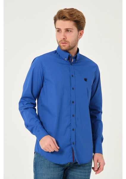 Regularfit Poplin Likralı Şeritli Gömlek