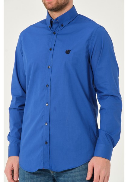 Regularfit Poplin Likralı Şeritli Gömlek