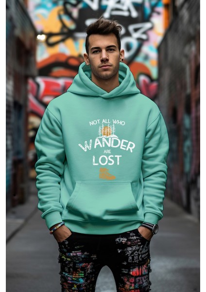 Wander Lost Baskılı Rahat Kesim Oversize Sweatshirt