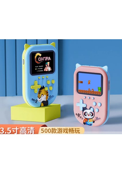 Sevimli Taşınabilir 3,5 Inc Ekranlı 2oyunculu 500 Adet Oyunlu Akıllı Eğitici Hediyelik Oyun Konsolu fırsatları