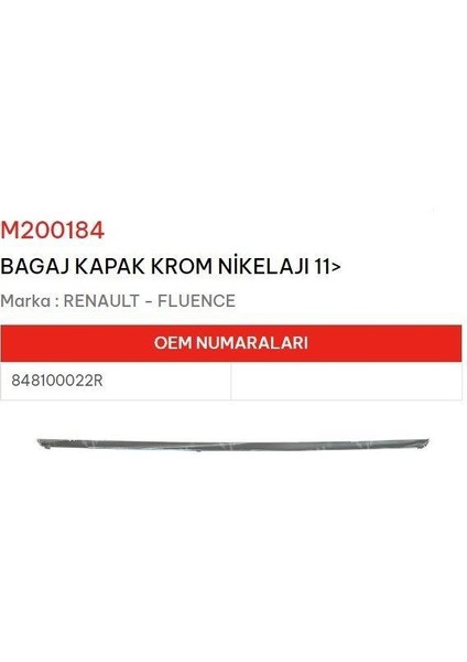 Bagaj Kapak Krom Nikelajı 11 Fluence