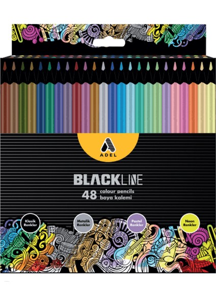 Blackline 48 Parça Siyah Boya Kalemi Kolay Açılır Uç ve Kırılmaya Dayanıklı