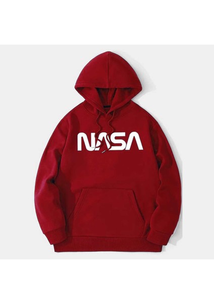 Unisex Nasa Baskılı Kapüşonlu Sweatshirt