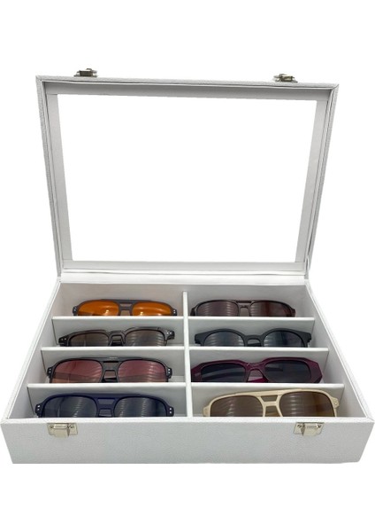 8'li Beyaz Deri Gözlük Kutusu fiyatları