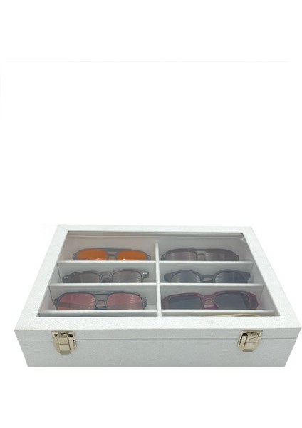 8'li Beyaz Deri Gözlük Kutusu modelleri