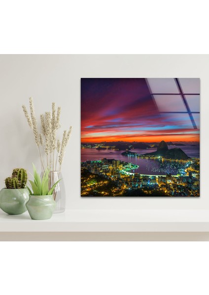 Şehir Manzaralı Temperli Cam Duvar Tablosu fiyatları