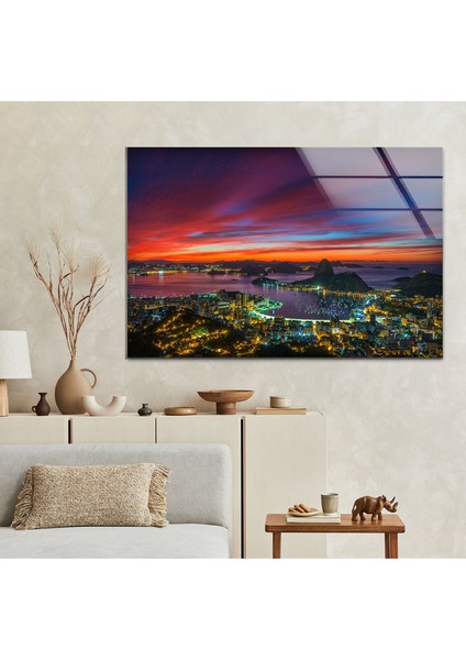 Şehir Manzaralı Temperli Cam Duvar Tablosu modelleri