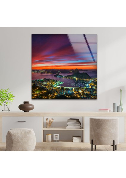 Şehir Manzaralı Temperli Cam Duvar Tablosu fırsatları