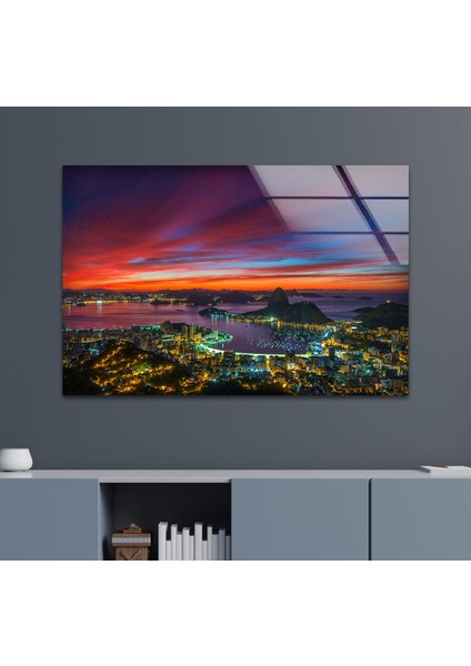 Şehir Manzaralı Temperli Cam Duvar Tablosu indirimleri