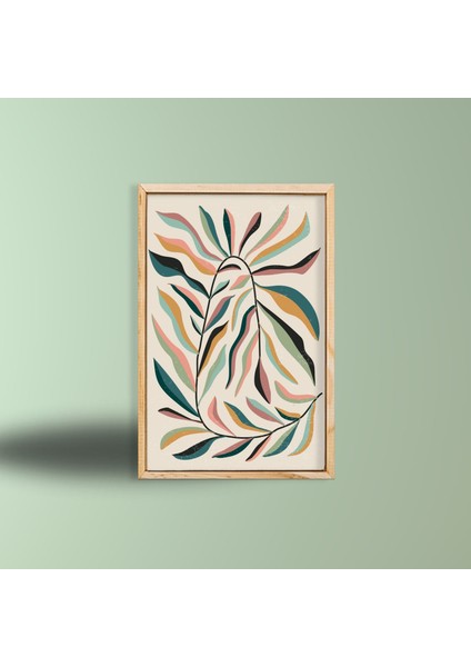 Tekli Ahşap Lamine Çerçeveli Mdf Tablo Pastel Renkli Yapraklar fiyatları