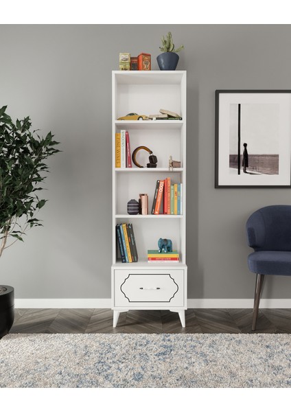 Hayal Modern Çekmeceli Mdf Kitaplık Beyaz - Tamamı 1. Mdf