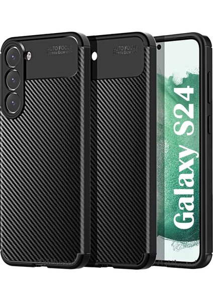 Samsung Galaxy S24 Kılıf Kamera Korumalı Karbon Desenli Görünümlü Uzun Ömürlü Renk Atmaz Silikon Armor Fit Desing Negro