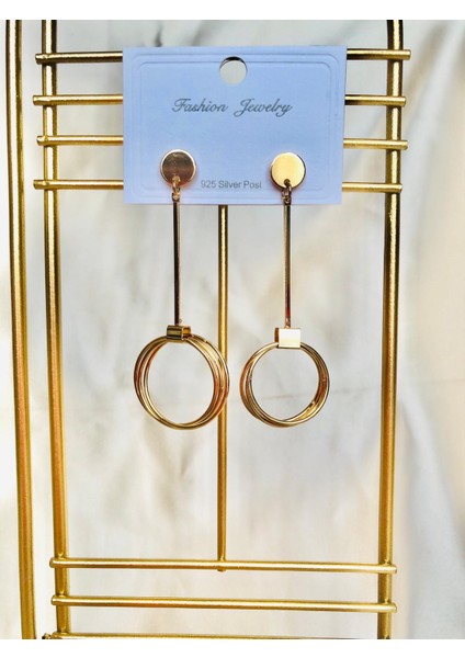 Sarkıntılı Halka Küpe Seti Gold Çelik
