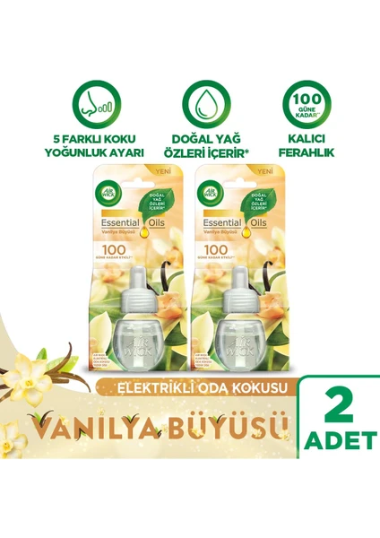 Air Wick Elektrikli Oda Kokusu Yedek Şişe Vanilya Büyüsü - Esansiyel Yağlar Içerir x 2