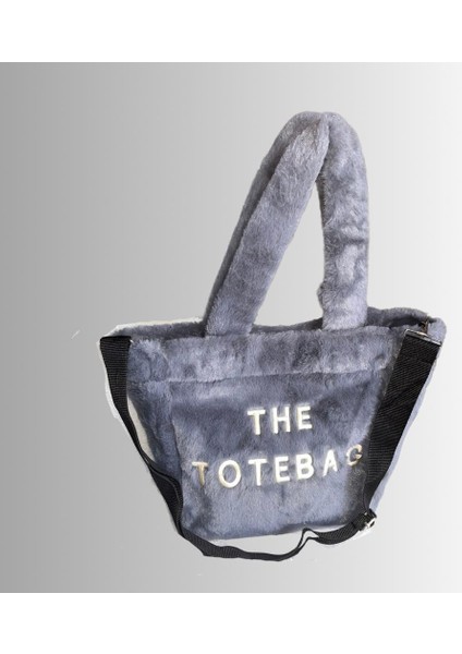 Kadın Gri Peluş The Tote Bag Çanta modelleri