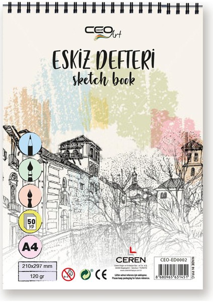 Kraft Telli 210X297 mm A4 120 gr 50 Yaprak Eskiz Defter ED0005