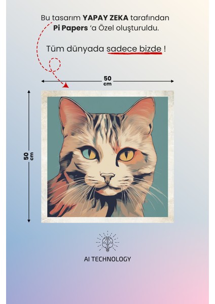 Pi Papers Vintage Kedi Posteri - Premium Baskı, Yapışkansız Tutunan Akıllı Kağıt Poster (Yapay Zeka Tasarım)