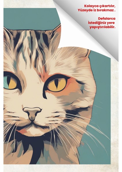 Pi Papers Vintage Kedi Posteri - Premium Baskı, Yapışkansız Tutunan Akıllı Kağıt Poster (Yapay Zeka Tasarım)