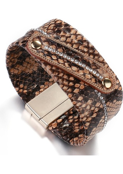 No.30 Boyutu Flashbuy Punk Leopar Deri Bilezikler Wome Için Moda Yılan Derisi Baskı Geniş Wrap Bilezik Parti Takı Hediye Sıcak Satış (Yurt Dışından)
