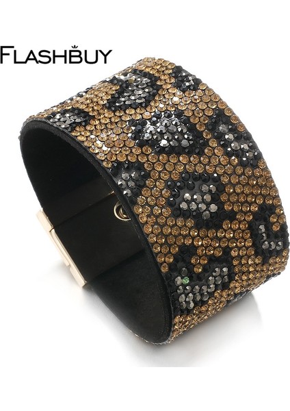No.30 Boyutu Flashbuy Punk Leopar Deri Bilezikler Wome Için Moda Yılan Derisi Baskı Geniş Wrap Bilezik Parti Takı Hediye Sıcak Satış (Yurt Dışından)