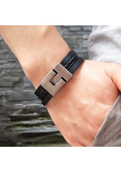 Platin Kaplama Yeni Stil 2021! Trendy Kahverengi Deri Bilezikler Erkekler Toka Çok Katmanlı Örgülü Halat Bilezikler Erkek Kadın Bilezikler Takı (Yurt Dışından) indirimleri