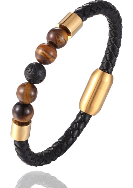 19CM Tarzı Stel-9 Özel Oyulmuş Isim Bilezik Erkekler Kadınlar Için Tek Deri Boncuk Braclet Punk Siyah Altın Paslanmaz Çelik Boncuklu Bilezikler (Yurt Dışından)