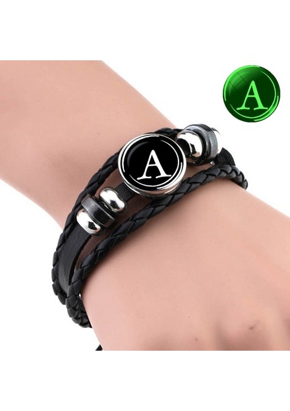 Y Işıklı Bileklik 26 Harfli Bilezik Adı Halat Bileklik Siyah Deri Bileklik Erkek Kadın Doğum Günü Hediyeleri (Yurt Dışından) modelleri