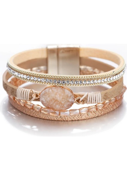 Gri Allyes Taş Charm Deri Bilezikler Kadınlar Için Moda Kristal Bayanlar Boho Çok Katmanlı Geniş Wrap Bilezik Kadın Mücevheratı (Yurt Dışından) modelleri