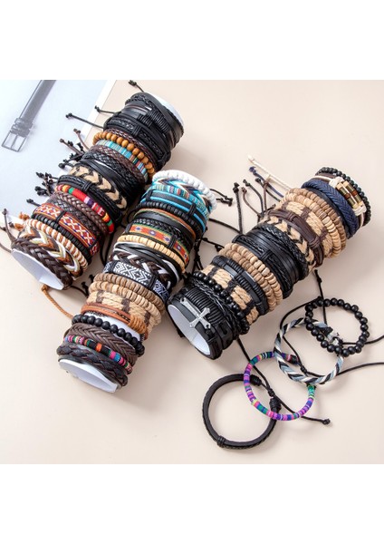Ayarlanabilir Stil A36 Eif Dock Örgülü Wrap Siyah Gotik Kafatası Deri Erkekler Için Bilezikler Vintage Korsan Yıldız Charm El Yapımı Etnik Tribal Bileklikler (Yurt Dışından) modelleri