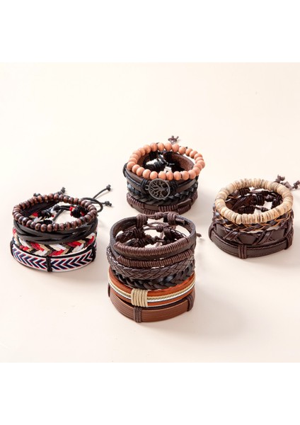 Ayarlanabilir Stil A36 Eif Dock Örgülü Wrap Siyah Gotik Kafatası Deri Erkekler Için Bilezikler Vintage Korsan Yıldız Charm El Yapımı Etnik Tribal Bileklikler (Yurt Dışından) fırsatları