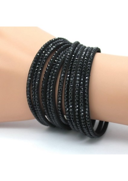 No.15 Boyutu 2021 Yeni Moda Düğün Takı Kristal Deri Bileklik Erkekler Kadınlar Için Trendy Mozaik Rhinestone Claarm Bilezikler. (Yurt Dışından)
