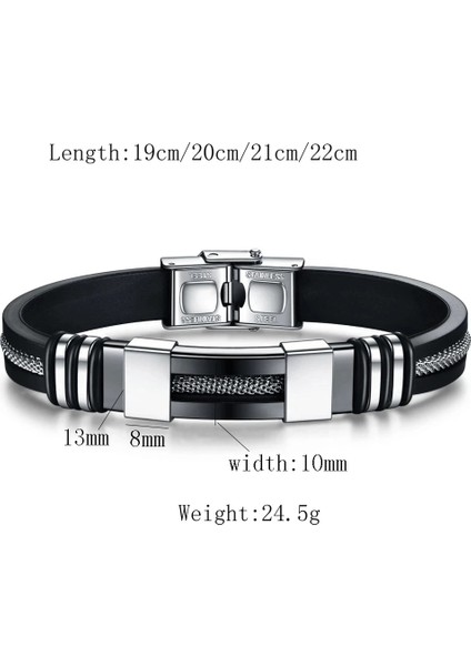21CM Tarzı Gül Ayarlanabilir Silikon Paslanmaz Çelik Bilezik Moda Erkek Boş Zaman Dağcılık Spor Parti Bileklik Takı Aksesuarları (Yurt Dışından) fırsatları