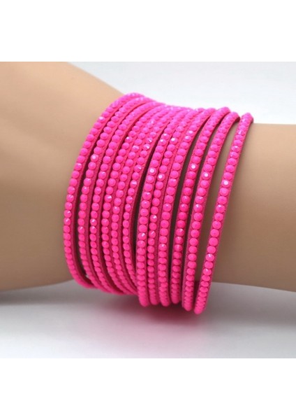 No.3 Boyutu Xqnı Düğün Takı Kristal Deri Bilezikler Moda Mozaik Turuncu Rhinestone Claarm Kadın Bilezikler (Yurt Dışından)