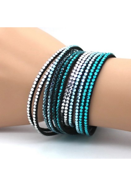 No.3 Boyutu Xqnı Düğün Takı Kristal Deri Bilezikler Moda Mozaik Turuncu Rhinestone Claarm Kadın Bilezikler (Yurt Dışından)