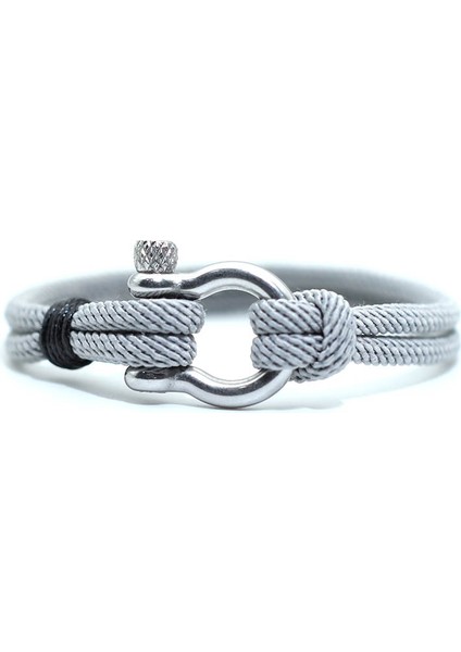 Gümüş Gri Gümüş 2021 Erkekler Bilezik Halat At Nalı Toka Şanslı Kırmızı Iplik Braslet Hombre Öğrenci Hayatta Kalma Brazalete Için Çift Katmanlı Wrap Braclet (Yurt Dışından)