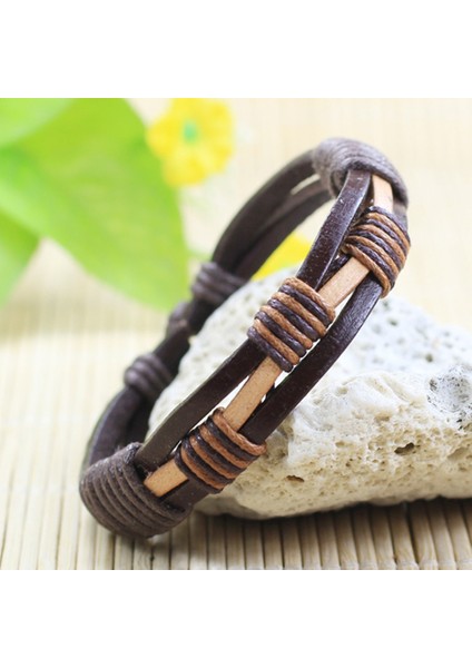 No.5 Boyutu 2 Adetlot Aşıklar Wrap Dokuma Moda El Yapımı Hakiki Deri Bilezikler Erkek Kadın Etnik Kabile Bilekliği Kadın Bilezik Erkek (Yurt Dışından)