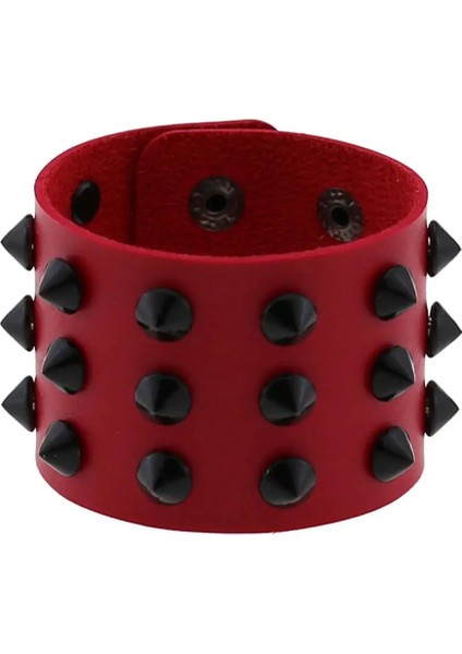 Pembe Kmvexo Gotik Punk 3 Satırlar Siyah Perçin Başak Pu Deri Bilezikler Kadın Erkek Harajaku Kaya Serin Manşet Kol Bilek Bileklik Bileklik (Yurt Dışından) fırsatları