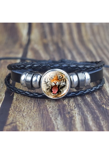 Gösteri 3 Olarak Kaplan Bilezik Erkekler Moda Punk Çok Katmanlı Deri Bilezik Kaplan Leopar Aslan Takı Bileklik Hediye Koca Erkek Arkadaşı Oğul Için (Yurt Dışından)