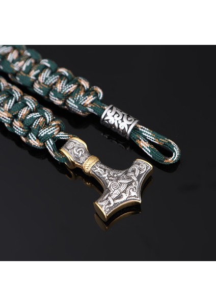 19CM Tarzı Çelik Grisi Iskandinav Vikings Paslanmaz Çelik Bilezik Erkekler Thor Mjolnir Çekiç Kordon Halat Wrap Bilezik Kadın Muska El Yapımı Takı Hediyeler (Yurt Dışından)